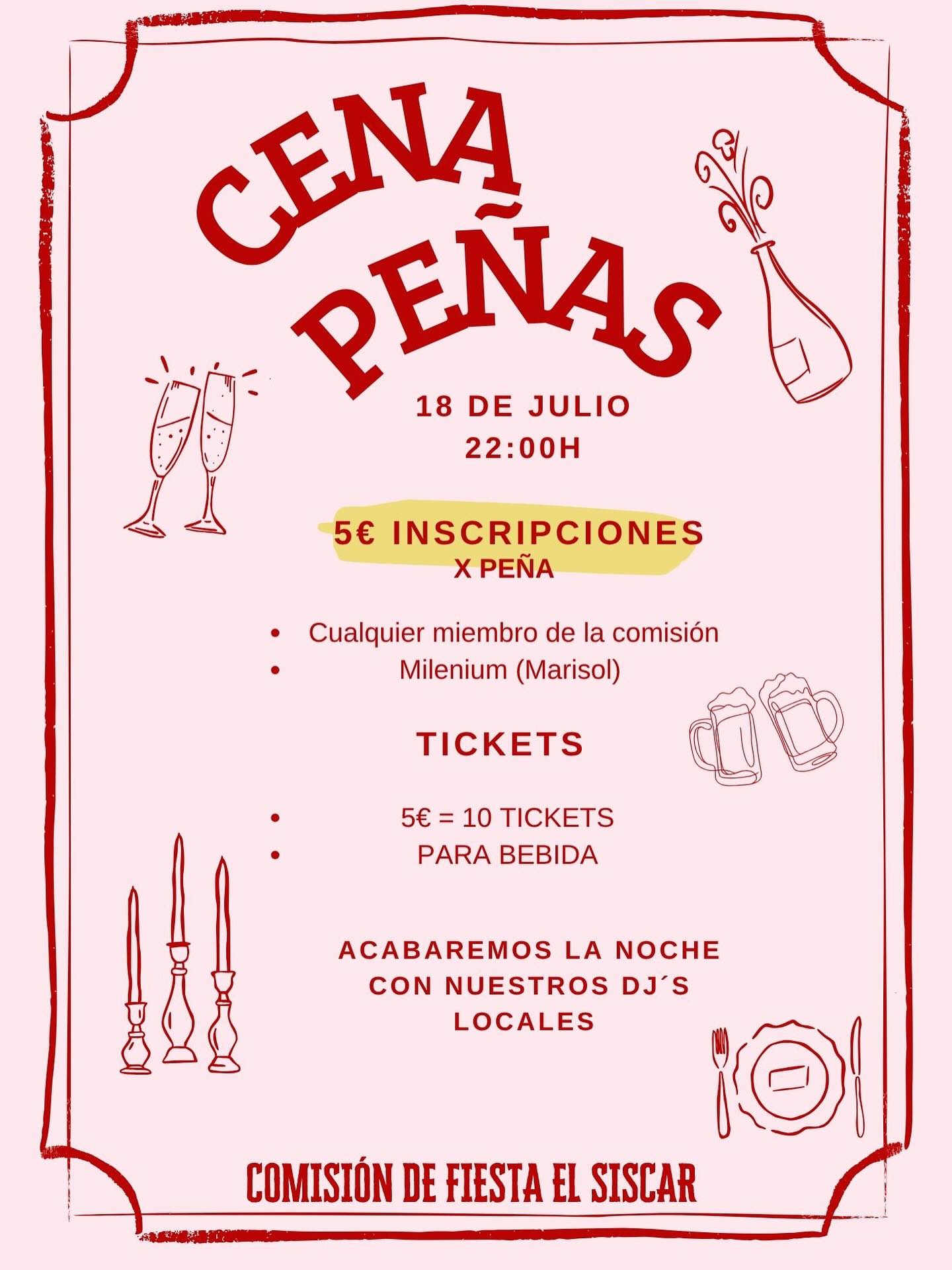 Fiestas de El Siscar: cena de peñas